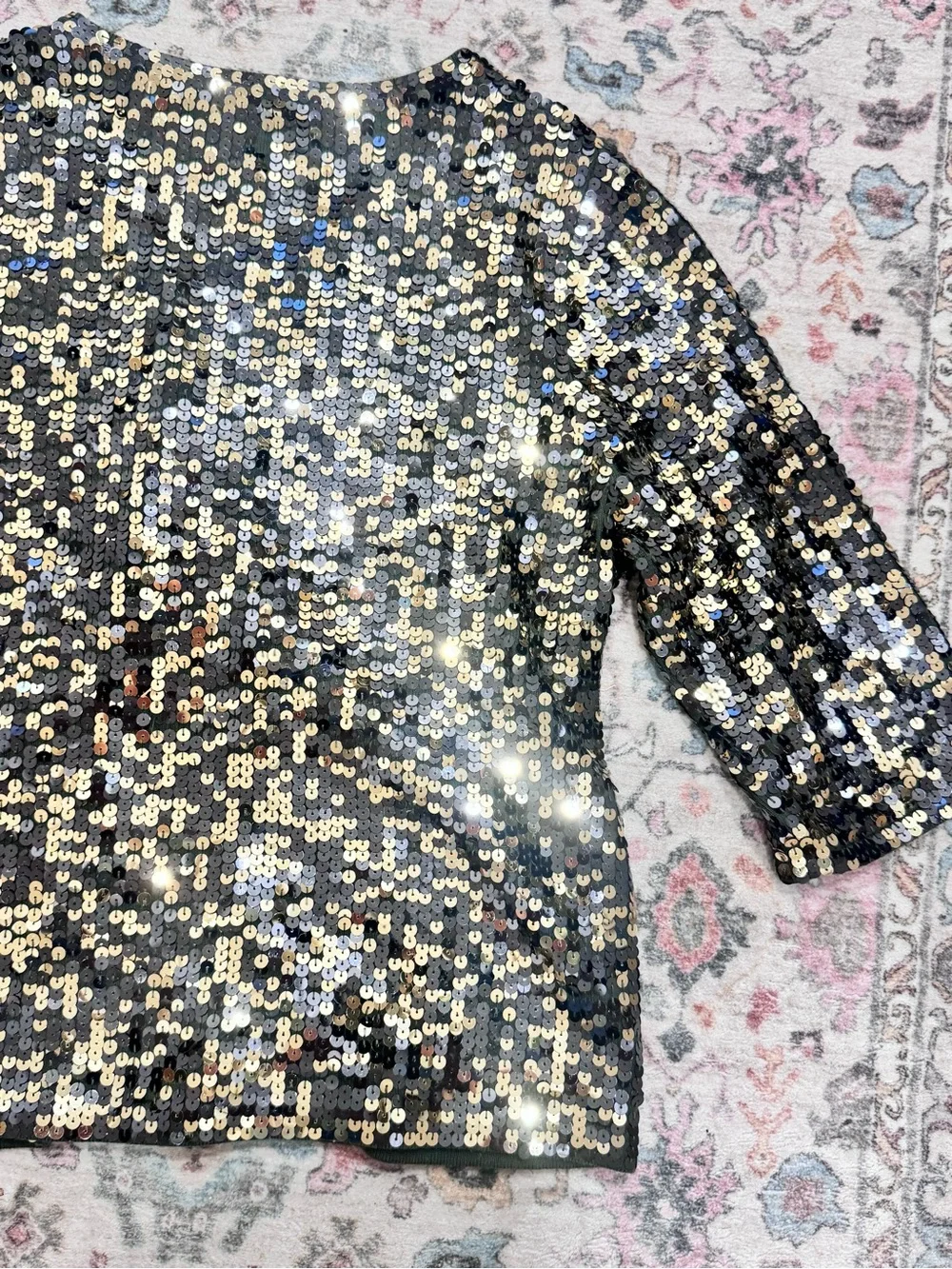 525 America Women's Gold and Olive Green Sequin Cardigan Sz M